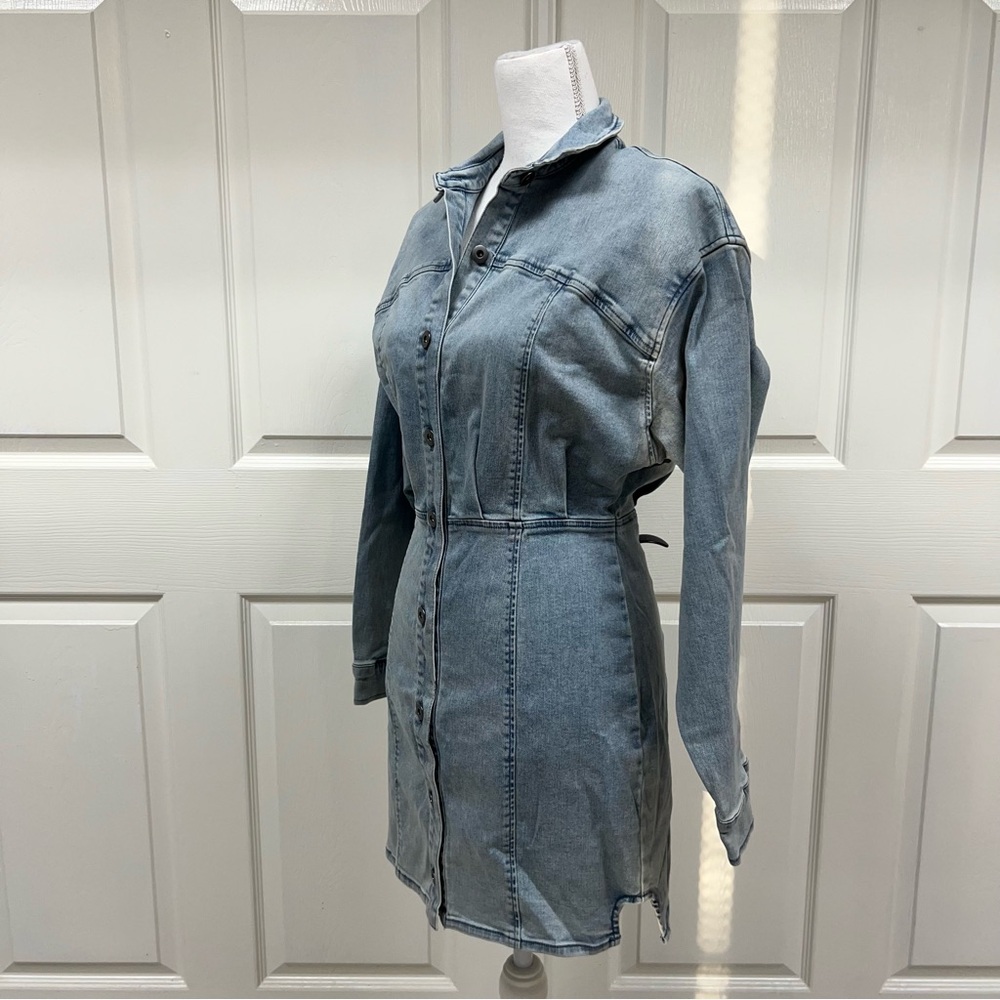 Free People Amber Denim Blue Mini Dress NWT Size 12 - Picture 7 of 14